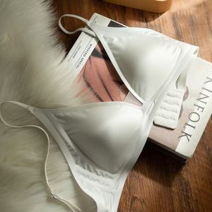 CynL Milk Satin French Deep V Neck Thin Straps Seamless Bra for Small Busts, Wire-Free - Product Image 6