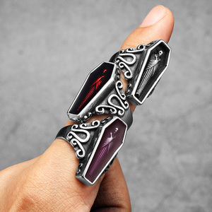 Cincin Pria Peti Mati Vampir Mumi Gotik Perhiasan Baja Tahan Karat Aksesori Fashion Keren Punk Rock Hadiah Grosir - Product Image 4