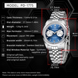 Montre à quartz pour homme PAGANI Design PD1775 2025 en acier inoxydable, verre résistant à l'eau 10 bars, montre de sport de luxe, mouvement automatique - Product Image 2