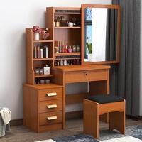 Coiffeuse au design minimaliste moderne avec éclairage LED, petite table de maquillage pour chambre à coucher, miroir coulissant et tiroirs de rangement, transfrontalier