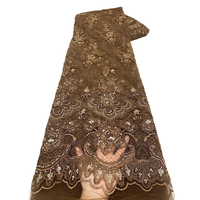NI.AI Nouveau design Tissu en dentelle perlée florale 3D brodé avec des paillettes pour robe de mariée