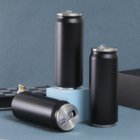 Bouteille d'eau sous vide en acier inoxydable personnalisée de 350 ml et 500 ml, forme de canette de cola, double paroi, gobelet de voyage avec paille