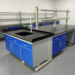 Banco da lavoro per mobili da laboratorio per chimica set di attrezzature per tavoli da laboratorio in acciaio e legno banco da laboratorio con contenitore