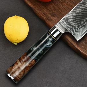 ชุดมีดทำครัวดามัสกัส 9 ชิ้น สแตนเลสสตีล มีดเชฟ มีดหั่น สไตล์ญี่ปุ่น ชุบแข็งด้วยระบบสุญญากาศ ใบมีดทำด้วยมือ คมกริบ 60 ระดับ - Product Image 4