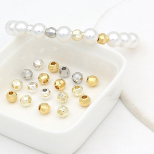 Faceted Spacer <b>Beads</b> Gold <b>Silver</b> Plated Copper Round Loose <b>Beads</b> For Bracelet Making D13 - Product Image 3
