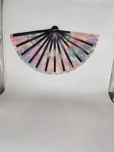 2024 Folk Art Style Logo imprimé personnalisé ventilateur à main pliant Stock d'usine bambou et UV imprimé tissu peint Technique - Product Image 4