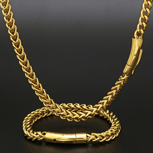 Collar de Cadena Franco de Acero Inoxidable con Baño de Oro PVD de 18k, Joyería Hip Hop Personalizada para Hombre - Product Image 1