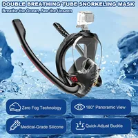 Masque de plongée intégral 180 ° Masque de plongée panoramique en silicone à double tube, étanche et anti-fuite pour la natation sous-marine