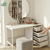 Bureau d'écriture écologique blanc avec 4 tiroirs de rangement pour bureau à domicile, chambre, bureau d'ordinateur, table de maquillage, poste de travail OEM