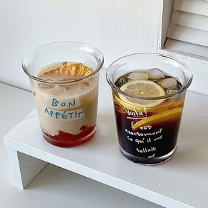 Taza de leche de vidrio grueso con letras <span class=keywords><strong>Bon</strong></span> Appetit, reutilizable para bebidas de oficina, bebidas heladas Americano, bebidas de moda - Product Image 2
