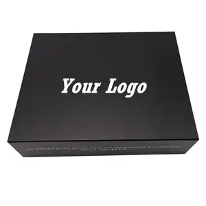 Manufacture Customize Custom UV Spot Embossed Logo Folding Foldable Luxury Rigid Magnetic Gift Clothes Box With Ribbon Closure