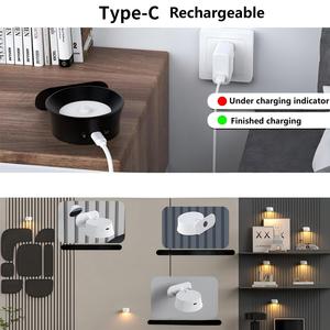 Lampe murale moderne sans fil <span class=keywords><strong>rechargeable</strong></span> à LED pour chambre à coucher, intensité réglable, rotation à 360°, télécommande, 3 CCT, détecteur de mouvement, veilleuse - Product Image 3