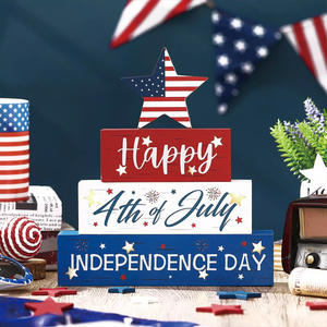 Ornement en bois en forme d'étoile à cinq branches, best-seller pour le Jour de l'Indépendance, avec lumière LED, décoration de bureau patriotique du 4 juillet pour - Product Image 5