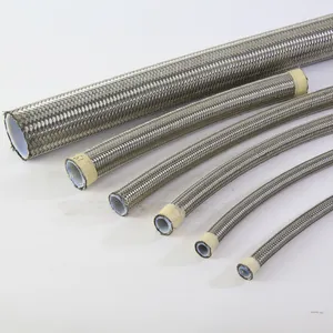 SAE 100 R14 O.d 5/8'' I.d 1/2'' Single Stainless Steel Wire Braided High Flexible Corrugated Core Ptfe Hydraulic Convoluted Hose