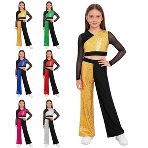 Trajes de Danza Lírica para Niñas de 6 a 16 Años, Conjunto de Top Corto y Pantalones para Danza Jazz, Actuaciones, Clases de Baile y Espectáculos - Product Image 1