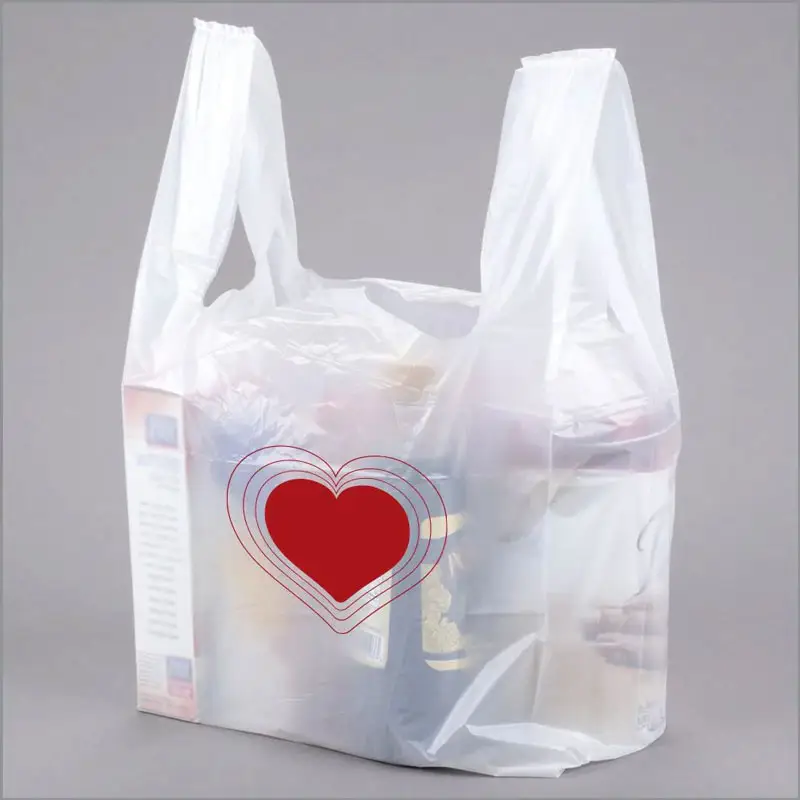 ロゴが印刷されたカスタマイズされたデザインの透明なスーパーマーケット食品持ち帰り食料品ショッピングプラスチックハンドバッグ