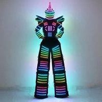 Costume de robot LED Cyberpunk Mecha, tenue de performance lumineuse pour scène et carnaval avec casque et visière à pointes