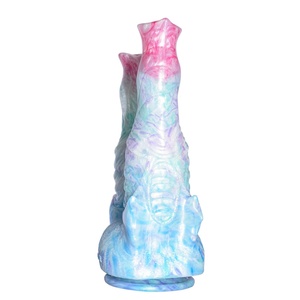 NNSX Dildo de silicona sintética bicolor de dos cabezas con ventosas fuertes, longitud total 22 cm, juguete tapón anal - Product Image 5