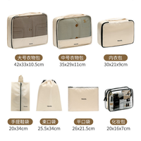 Nouveaux matériaux avec logo personnalisé ensemble de sacs de voyage organisateur de voyage à bon prix cubes d'emballage ensemble de 7 pièces organisateur de voyage bagages beige coloré
