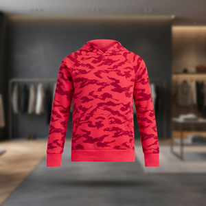 Sweat à capuche unisexe pour homme, coupe longue, avec logo Puff, doublure camouflage, 350 g/m², 100 % coton, polaire recyclé écologique, printemps, épaules tombantes, personnalisable - Product Image 3