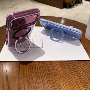Luxury Magnetic Transparent Phone Case for <b>iPhone</b> 18 17 Pro Max With 360° Metal Ring <b>Stand</b> Wireless Charging Shockproof Cover - Product Image 3