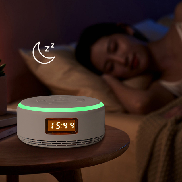 Digital Portable Sound Machine Speaker Sleep Friendly Alarm Clock with Night Light Subwoofer Bedroom Nursery Travel Dorm Bedside