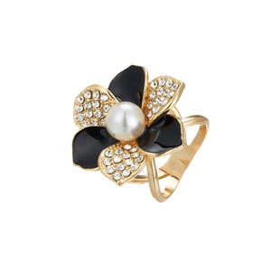 Bague Fleur de Perle avec Sertissage Noir et Blanc pour Usage Quotidien - Product Image 5
