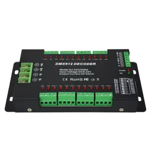 Decodificador LED DMX512 de 24 canales RGB, con control de luz indicadora, lámparas individuales o RGB para módulo de publicidad