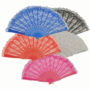 Abanico de Mano de Plástico de 23 cm, Color Liso, con Borde Dorado y Encaje, Estilo Hada, Hecho a Mano, Duradero, Recuerdo de Boda para Decoración del Hogar - Product Image 1