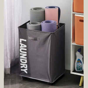 Foldable <strong>Laundry</strong> <strong>Basket</strong> <strong>with</strong> <strong>Wheels</strong> Large Capacity Dirty Clothes Yoga Mat <strong>Basket</strong> Multifunctional Waterproof Storage Bag - Product Image 1
