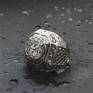 European American Style Men's Titanium Steel <b>Cross</b> <b>Ring</b> <b>Silver</b> Geometric Punk Jewelry Gift 26052 - Product Image 4