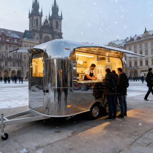 Ventes chaudes Camion de restauration rapide fantaisie Gaufres Crêpes Desserts Pancakes Donuts Glaces Remorque de vente de nourriture avec <span class=keywords><strong>machine</strong></span> à pop-corn - Product Image 4