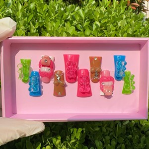 Bộ móng tay giả cao cấp thủ công, thiết kế dài hình quan tài, chất lượng cao, dán liền, dùng cho ngón tay. - Product Image 1