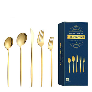 Rose Gold Eco-Friendly 40-Piece Travel Cutlery Set for Wedding and <b>Christmas</b> Luxury Stainless Steel Flatware - Product Image 5