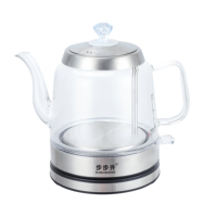 Bouilloire électrique portable sans fil en verre et acier inoxydable, arrêt automatique, capacité 1,8 L, base rotative à 360 degrés, usage domestique