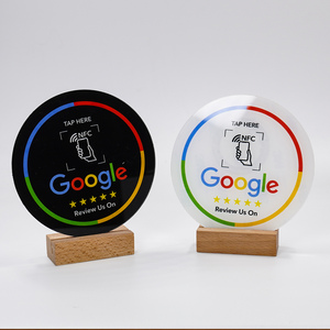 Logotipo de impresión personalizado NFC toque para ver el menú digital Google Review Stand restaurante acrílico NFC menú Mesa pegatina - Product Image 3