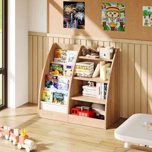 Estantería JQ abierta para preescolar, Biblioteca <span class=keywords><strong>Montessori</strong></span> de madera maciza, estantería para niños con almacenamiento para Aula de niños - Product Image 4