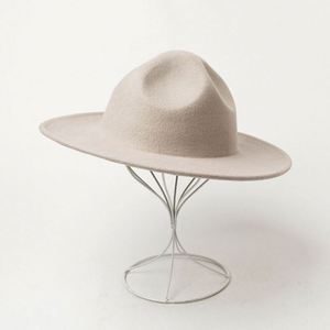 New Concave <b>Top</b> Wide Brim Fedora Hat Wool Felt Hip Hop Style for Casual & Outdoor Stylish Shopping Accessory - Product Image 3