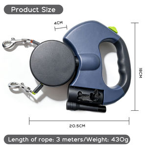 Correa Doble Ajustable para Dos Perros con Luz, Patrón Sólido, Retráctil, Accesorios Sostenibles para Mascotas - Product Image 3