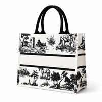 Sac fourre-tout en toile de coton imprimé rétro de qualité supérieure avec logo personnalisé pour le bureau, les trajets quotidiens, les festivals, les cadeaux, les expositions