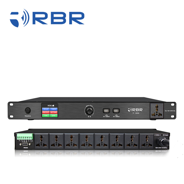 Touch Screen Control T1300 9 Channel Power Sequencer Built in Clock Voltage Protection Operate by RS232 and RS485