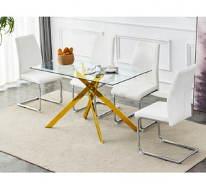 Ensemble de table à manger en verre en métal bon marché de vente chaude avec 4/6 chaises - Product Image 1