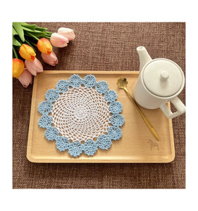 Posavasos Redondo <span class=keywords><strong>de</strong></span> Encaje <span class=keywords><strong>de</strong></span> Algodón Hecho a Mano en Dos Tonos, Mantel Individual <span class=keywords><strong>de</strong></span> Encaje, Salvamanteles <span class=keywords><strong>de</strong></span> Ganchillo, Portavasos - Product Image 5