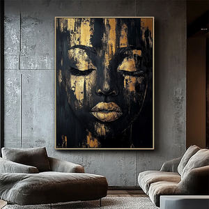 Decoración del hogar hecha a mano acrílico abstracto arte moderno Oro Negro mujeres lujo arte africano <span class=keywords><strong>pinturas</strong></span> <span class=keywords><strong>de</strong></span> pared - Product Image 3