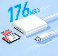 Lector de Tarjetas SD Externo USB 3.0 Tipo C de Doble Conector, Plástico Blanco, Molde Privado, Todo en Uno, Sincronización de Alta Velocidad de 5 Gbps, Venta al Por Mayor