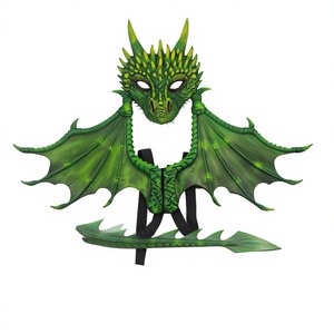 DAMAI Wholesale Hot Selling Handmade 1 Color Halloween Party Decoration Costume Set CosplayMask Wings Tail PU <b>Foam</b> Full Face - Product Image 2