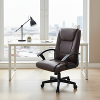Chaise de bureau de direction ergonomique pivotante à dossier haut, réglable en hauteur, avec accoudoirs fixes, pour ordinateur, économique