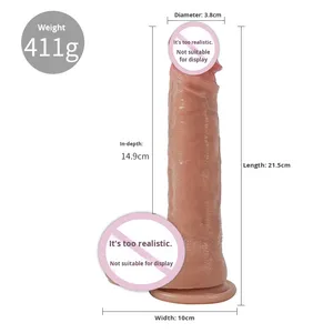 Ecenia <span class=keywords><strong>Gode</strong></span> réaliste en silicone - 411g, texture peau réaliste, Muneca Realista Persona, ventouse, jouet pour adultes pour femmes - Product Image 5
