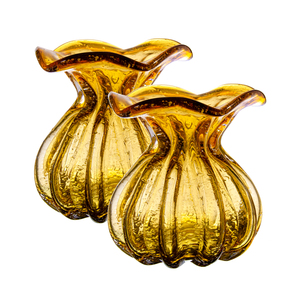 Vase en verre de table de couleur ambre à bulles en forme de sac d'argent créatif unique fait à la main mexicain personnalisé pour mariage à la maison - Product Image 6