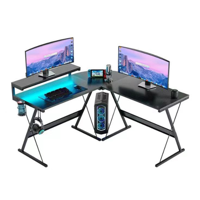 RTS Wholesale Gaming Desk Led Computer Desk L-SHAPE Gaming Table
